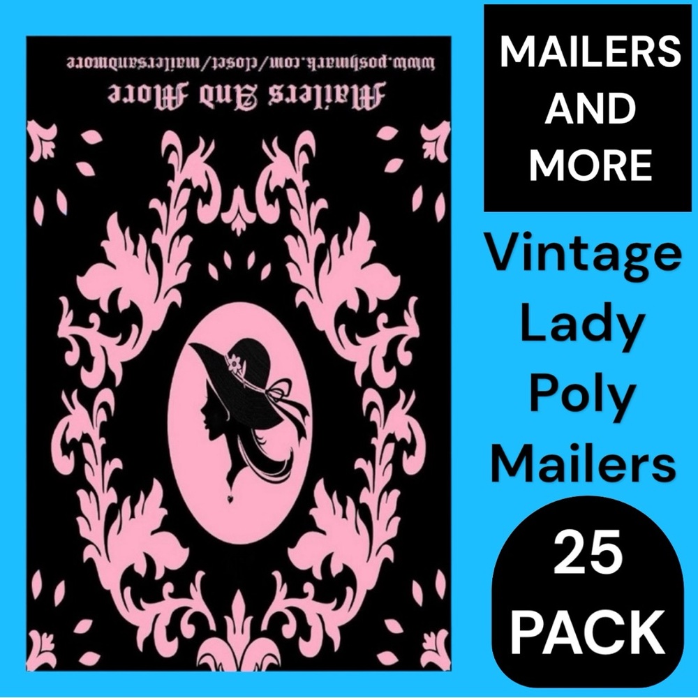 25 10X13 Poly Mailers Pink Vintage Lady Envelopes PRICE IS FIRM - Picture 5 of 12